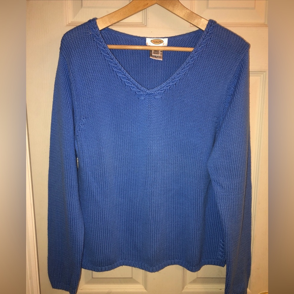 Talbots cotton sweater. Size XL. Vintage vneck shaker style sweater